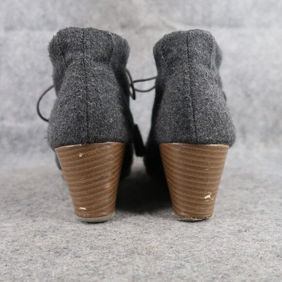 Dr Scholls Shoes Womens 9 Bootie Wedge Chukka Lace Up Casual Fashion Grey Tassel - Picture 5 of 14